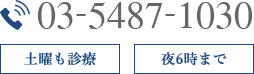 TEL:03-5487-1030 土曜も診療 夜6時まで