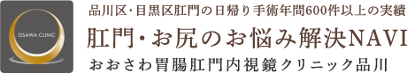 品川区・目黒区肛門の日帰り手術年間800件以上の実績 肛門・お尻のお悩み解決NAVI おおさわ胃腸肛門内視鏡クリニック品川